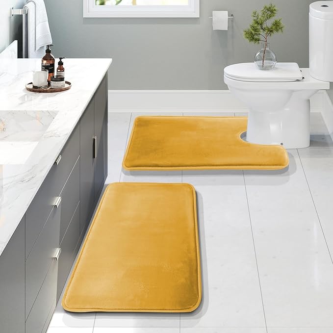 Clara Clark Bathroom Rugs, Velvet Memory Foam Bath Mat, Non-Slip Bath Rugs, Machine Wash, Dries Quickly, Ultra Soft Plush Bath Mats for Bathroom,