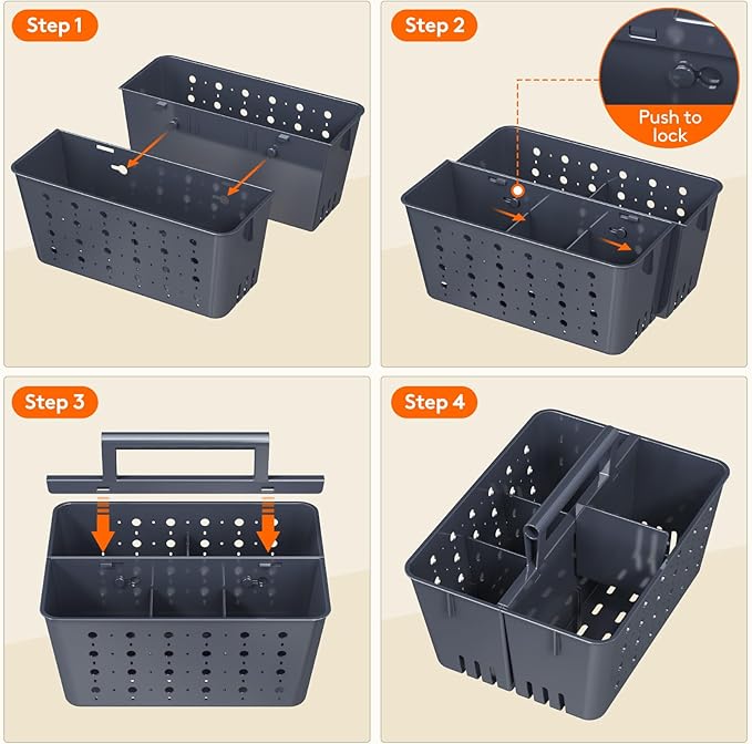 Lifewit Shower Caddy Portable, Plastic Bathroom Organizer with Handle and Holes, Hard Cleaning Basket for Toiletry Storage, College Dorm Essentials, Slate Blue, 1 Pack