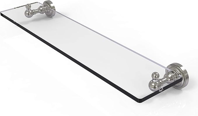 Allied Brass DT-1/22-SN Dt 1 22 Dottingham Collection Inch Vanity Beveled Edges 1 Glass Shelf, 22 Inch, Satin Nickel