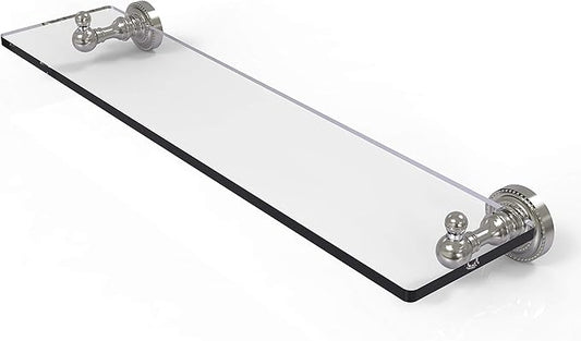 Allied Brass DT-1/22-SN Dt 1 22 Dottingham Collection Inch Vanity Beveled Edges 1 Glass Shelf, 22 Inch, Satin Nickel