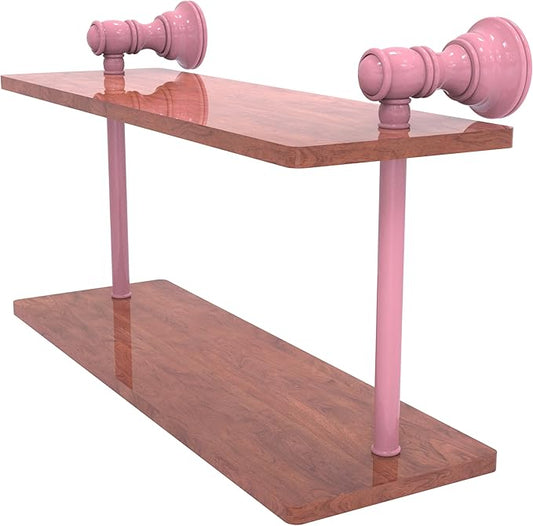 Allied Brass CL-2-16-IRW-PNK Carolina Collection 16 Inch Two Tiered Wood Shelf, Pink