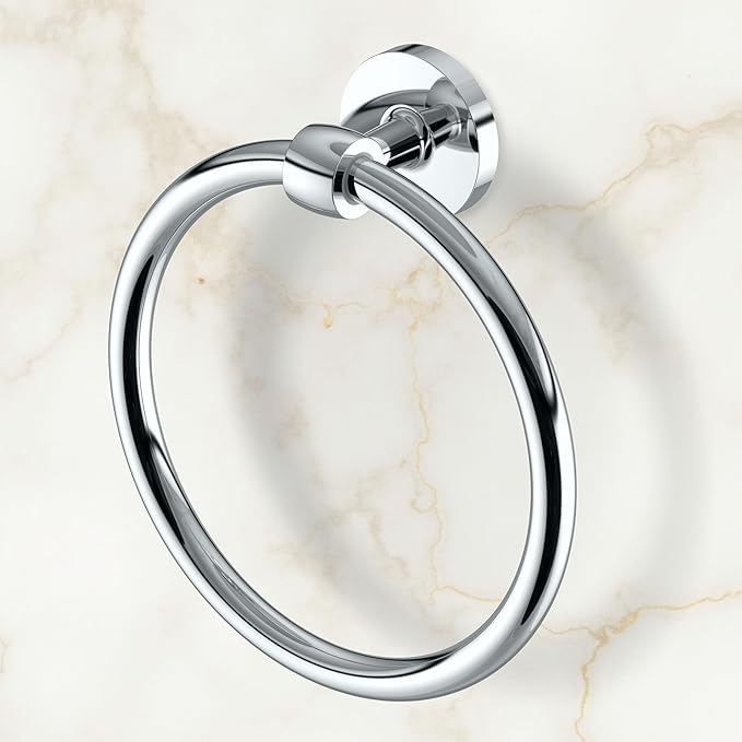 Gatco 5212 Gibson Towel Ring | Modern Hand Towel Holder for Bathroom | Stylish Decorative Hardware, Heavy Duty Metal, EZ Ancor Mounting | Chrome Finish