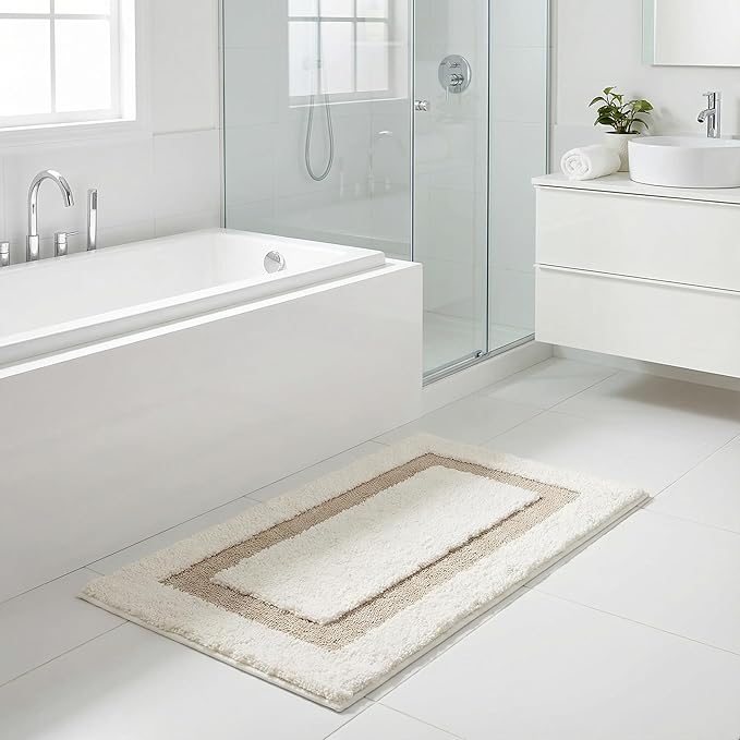 GRANNY SAYS Microfiber Bathroom Rugs Non Slip Washable, Water Absorbent Bathroom Mats for Tub, Soft Bath Mats for Bath Floor & Shower, Bath Rug, 20" x 32", Khaki Bath Rugs