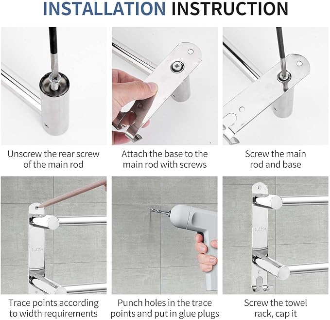 Stainless Steel Double Towel bar,adjustable16-28IN Double Towel Racks for Bathroom Wall Mounted,Suitable for Bathrooms and Kitchens
