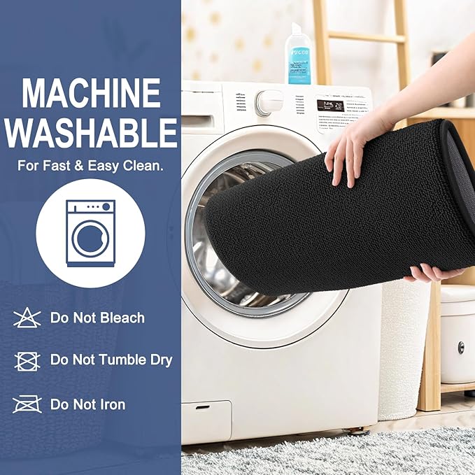 OLANLY Thick Memory Foam Bath Mats Rugs 44x32, Extra Soft Absorbent Bathroom Rug, Quick Dry Bath Mat, Non-Slip, Machine Washable Carpet for Bathroom, Tub and Shower, Home Decor Accessories, Black