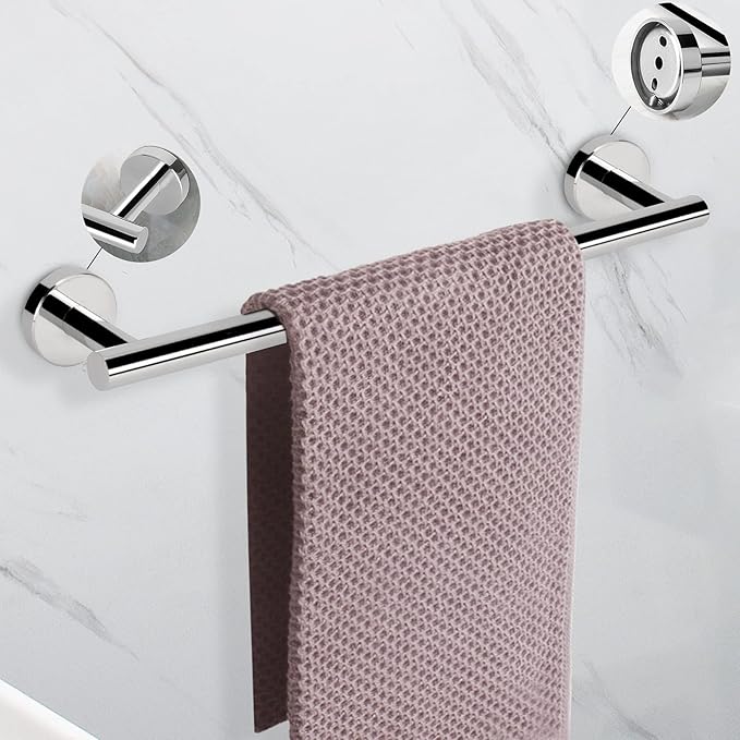 NearMoon Bathroom Hardware Set SUS 304 Thicken Stainless Steel-Towel Bar Set Include 16" Towel Rod, Toilet Paper Holder, Multifunctional Hooks Bathroom Accessories (Chrome Finish, 5 Pcs)