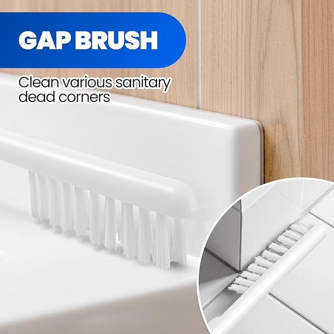 2 in 1 Toilet Brush and Plunger Set, Extended Handle Plunger,Toilet Bowl Brush Plunger Set,Gap Brush，Cleaning Gloves，Bathroom Cleaning Tools，Toilet Brush Plunger Combo，Light Grey