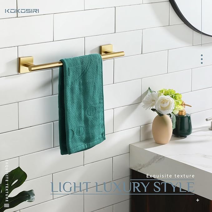 KOKOSIRI Hand Towel Bar Bathroom Towel Holder for Bath Kitchen Cabinet Towel Rails 16 Inch Brushed Gold Stainless Steel B4005BG-L16