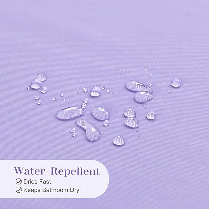 Purple Ruffle Shower Curtain, Girls Women Fabric Shower Curtain with Delicate Handcrafted Ruffles, Waterproof Ruched Farmhouse Decorative Bathroom Curtain, 72" W x 72" H