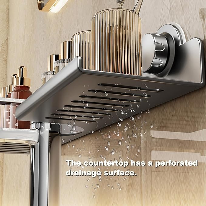 Suction Cup Bathroom Organizer, Over The Sink Soap Dispenser Holder, No Drill Wall Mounted Shelf for Bathroom Vanity, Kitchen Sink, Countertop Storage,50cm