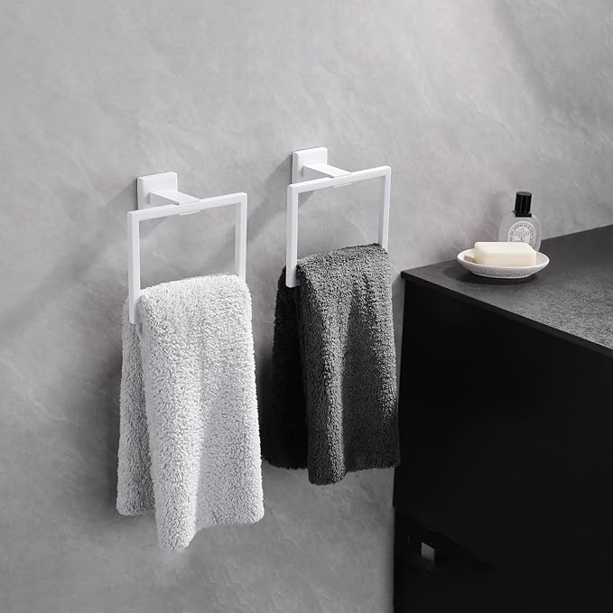 GERZWY Bathroom Towel Ring Stainless Steel Hand Towel Holder for Bath Kitchen Wall Mounted, White