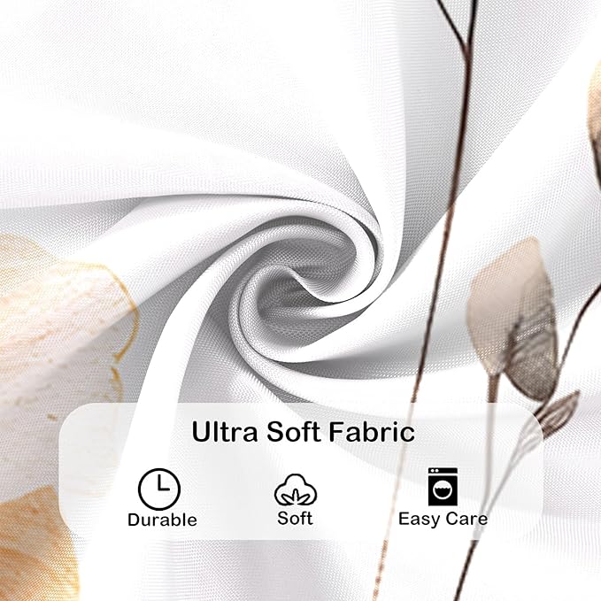 Brown Beige Floral Shower Curtain, Watercolor Flower Shower Curtains for Bathroom, Modern Minimalist Waterproof Fabric Bath Decoration 72x72 Inch
