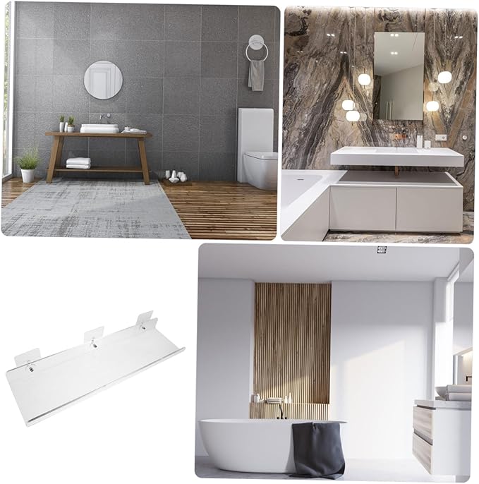 FRCOLOR Acrylic Floating Bathroom Shelves No Drill Wall Storage Rack Space Saving Corner Organizer