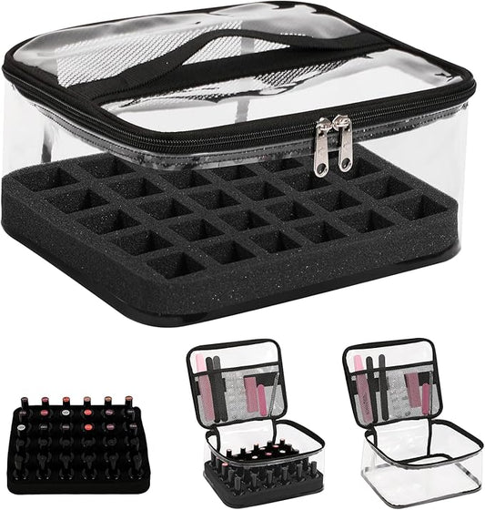Beloving Nail Polish Organizer Bag Holds 30 Bottles (15ml/0.5 fl.oz) Portable Supplies Organizer Handbag for Manicure Tools, Portable Nail Supplies Kit Organizer Carrying Case (Black)
