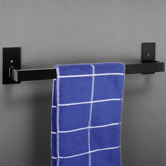 Bathroom Towel Bar Self Adhesive, No Drilling Towel Rack Easy to Install, Hand Towel Holder Made of Premium Stainless Steel Sticky on Hand Towel Hanger for Kitchen, Toilet.(16IN, Black)