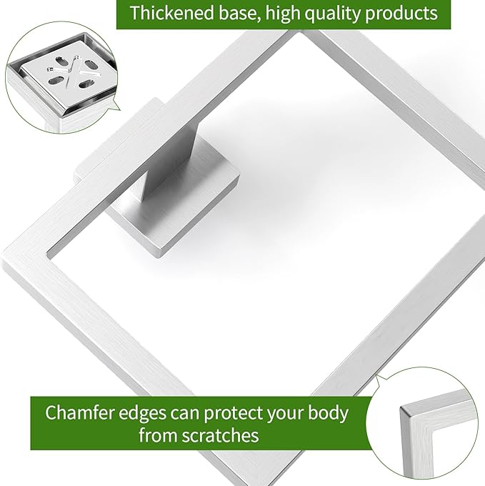 2 Pack Hand Towel Ring, Hand Towel Holder Stainless Steel,Towel Rings for Bathroom Wall,Kitchen (Brush Nickel)