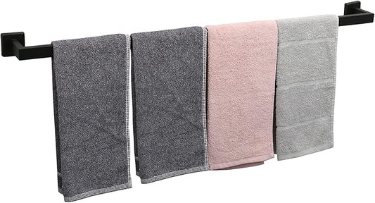 TocTen Bath Towel Rack - Square Base Thicken SUS304 Stainless Steel Towel Bar for Bathroom, Bathroom Accessories Towel Rod Heavy Duty Wall Mounted Towel Holder. (Black, 36)