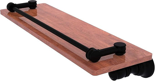 Allied Brass CL-1-16-GAL-IRW Carolina Collection 16 Inch Gallery Rail Wood Shelf, Matte Black