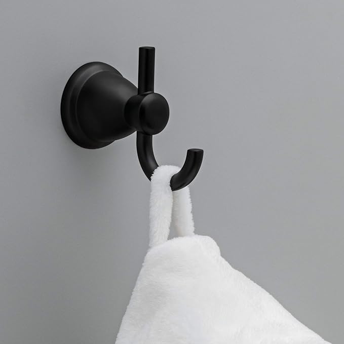 Franklin Brass Kinla 5-Piece Bathroom Set Matte Black 18" and 24" Towel Bar Racks, Toilet Paper Holder, Ring, Hook KIN5PC-MB