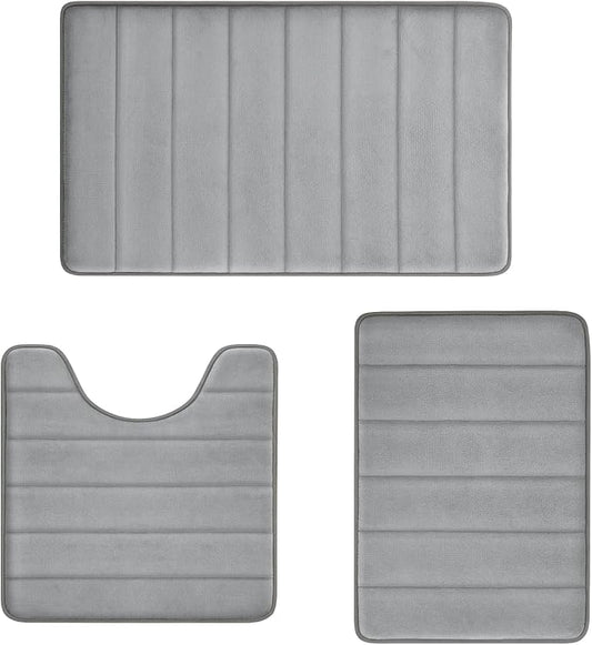 Bathroom Mats Memory Foam Bath Rug Set 3 Piece Non-Slip Bath Mats, Absorbent Shaggy Rugs, Machine Wash, Perfect Plush Bathroom Rugs, BathCarpets Set,Bath Mats for Bathroo Home Decor Accessories