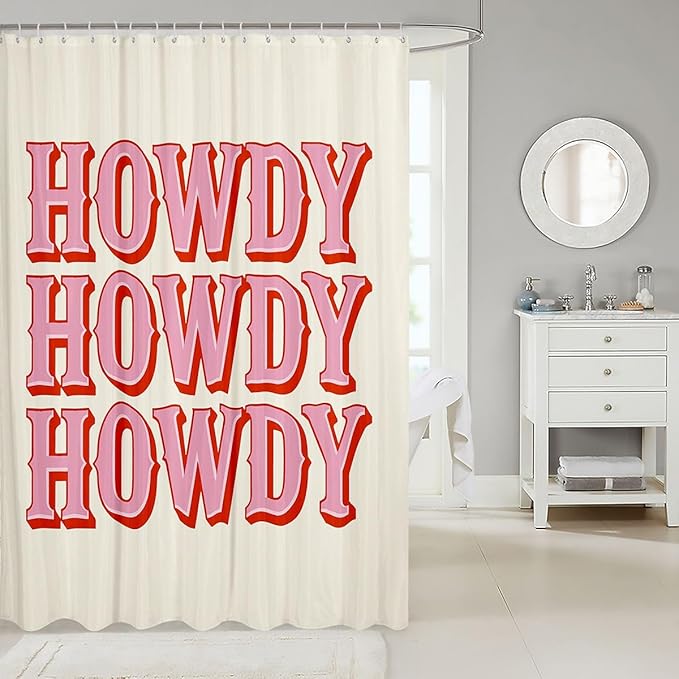 Feelyou Printed Bath Curtain Abstract Words Shower Curtain for Kids Boys Children Vintage Bathroom Shower Curtain Set Waterproof Decor Modern Art Pink Kids Bathroom Accessories 72"x84"
