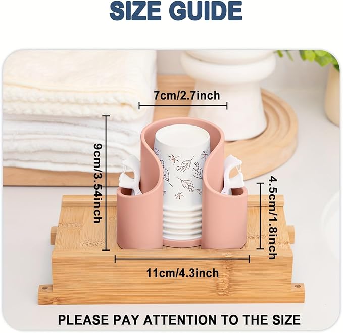 Makeup Cotton Pad & Swab Organizer ?€? Disposable Cup Storage Box ?€? Compact Beauty Supplies Holder for Vanity, Bathroom or Dresser (Pink)