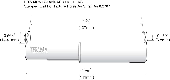 Teravan Standard Toilet Paper Holder Extender for Extra-Large Rolls – Perfect for Double, Triple Rolls in Regular or Ceramic Bathroom Wall Holders, Silver, 1 Unit