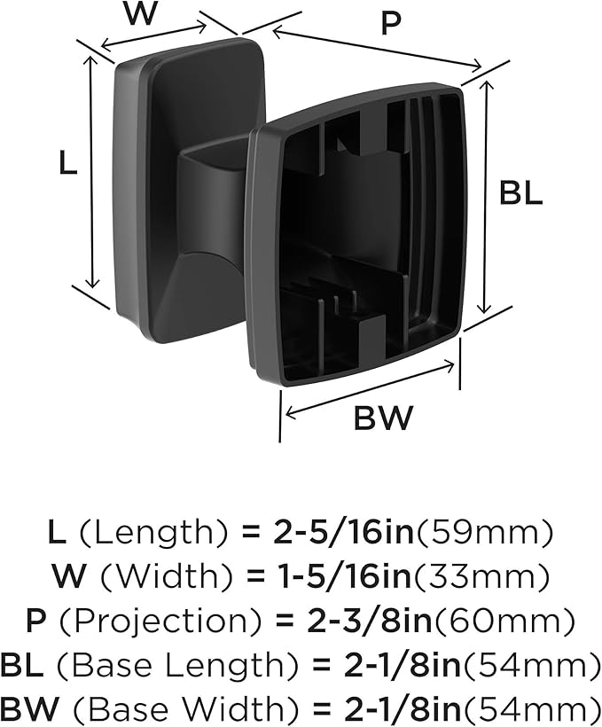 Amerock BH36030MB | Matte Black Single Robe Hook | 2-1/8 in. (54 mm) Length Towel Holder | Revitalize | Towel Hook for Bathroom | Bathroom Hardware | Bath Accessories