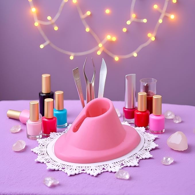 Pink Nail Polish Bottle Holder Soft Rubber Nail Polish Bottle Holder Anti-Spill Nail Polish Stand Display Manicure Tools Nail Art Polish