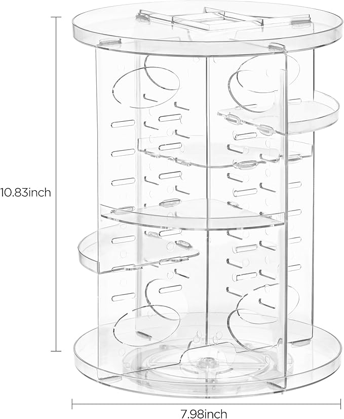 HBlife 360 Rotating Makeup Organizer Adjustable Carousel Small Capacity Revolving Perfume Organizer Skincare Organizers Cosmetic Storage Spinning Holder for Vanity, Clear