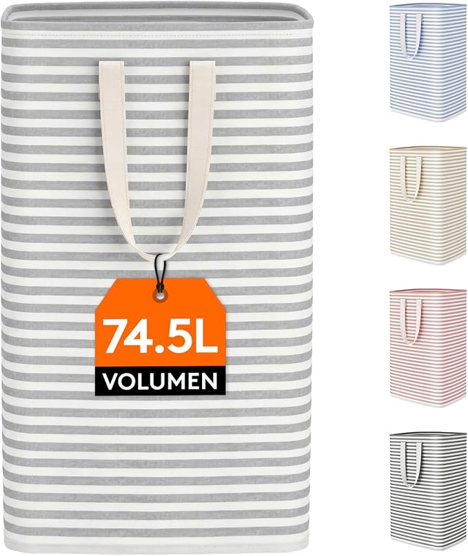 Lifewit Freestanding Clothes Hamper with Carry Handles, Large Tall Laundry Basket for Organization for Adults in Laundry Room Dorm Bedroom, Gray, 74.5L