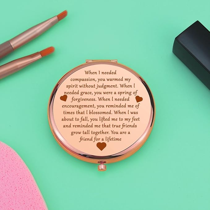 Friend Gift for Women Friendship Gifts Compact Makeup Mirror for BFF Sister Bestie Birthday Present for Friends for Girls Folding Makeup Mirror Christmas Graduation Present