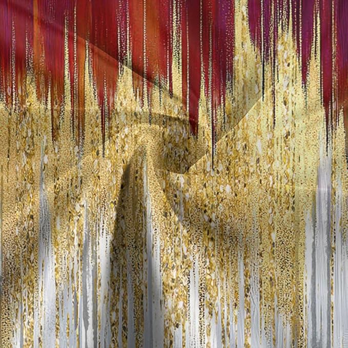 JAWO Abstract Dark RedSh ower Curtain, Gold Blue Boho Ombre Minimalist Chic Art Shower Curtains, Modern Neutral Contemporary Striped Brush Strokes Tan Art Waterproof Bathroom Curtain with 12 Hooks
