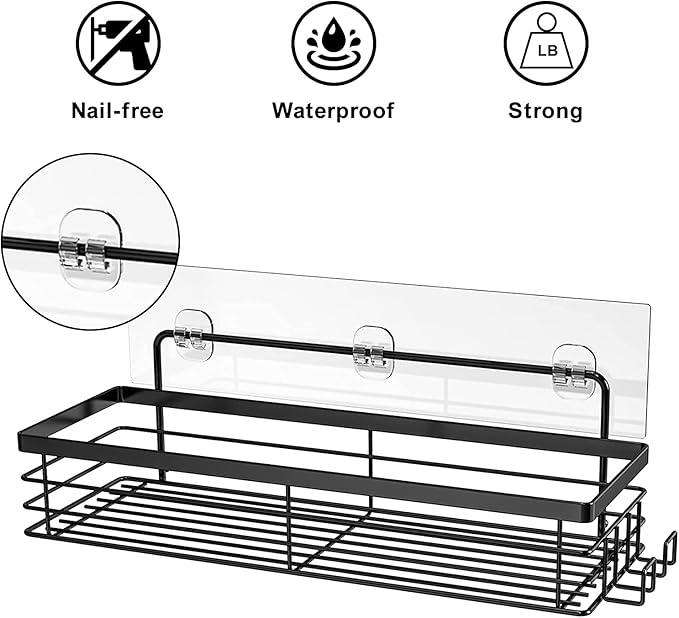 Orimade 2 Pack Shower Caddy Adhesive Replacement Sticky Wall Adhesives, 10.63 x 2.75'' (7x27cm) Pad Hook Strip Waterproof Rustproof Bathroom Organizer Shelves, Kitchen Racks Storage
