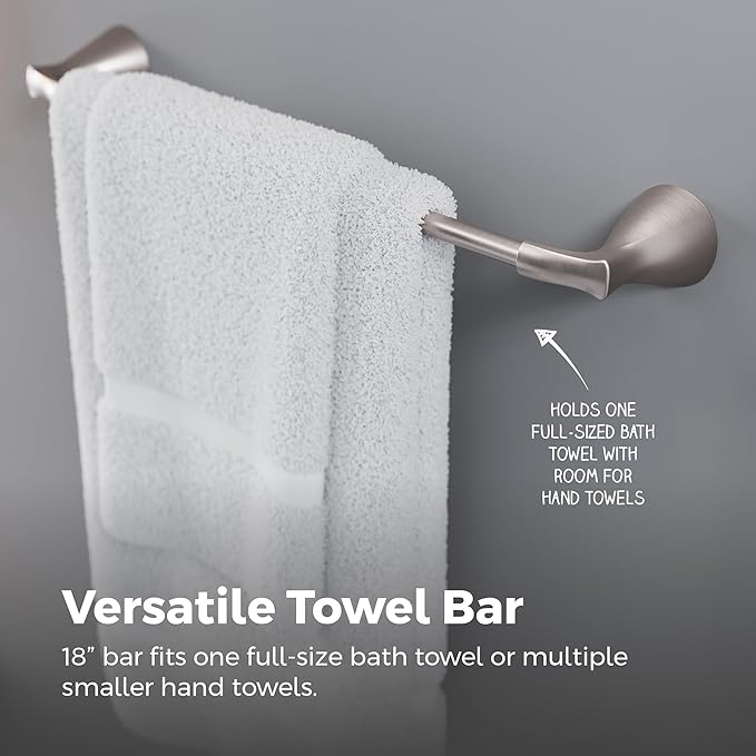 Pfister Willa Bath Towel Bar for Bathroom, 24-Inch, Wall-Mounted, Screw-in, Brushed Nickel Finish, BTBWLL2K