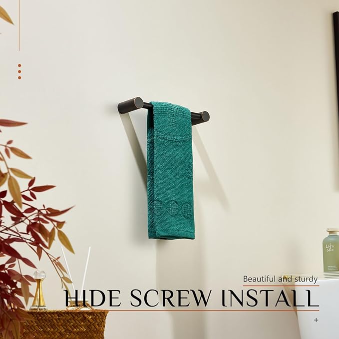 KOKOSIRI Bathroom Hand Towel Rings 9-Inch Hand Towel Holder Wall Mounted Bathroom Hardware Accessories Oil Rubbed Bronze Stainless Steel, B4007ORB-L9