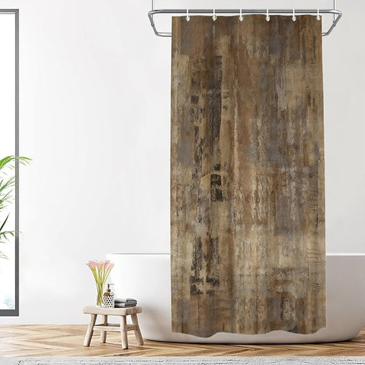 Shrahala Brown Abstract Art Decorative Shower Curtain, Grey Acrylic Bathroom Decor Polyester Fiber Waterproof with Plastic Rings for Shower Stall Bathtubs 72 x 36 in