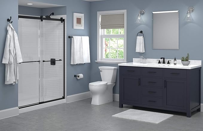 DELTA FAUCET Rubber Limited 76424-BL Ashlyn 24-in Wall Mount Towel Bar Bath Hardware Accessory in Matte Black