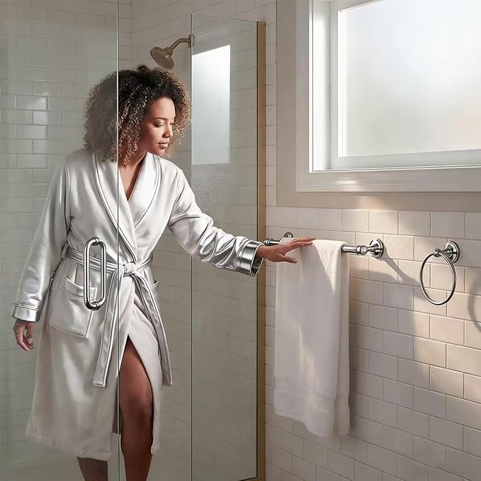 khtumeware 1 Pack Vibrant Polished Nickel Towel Bar 18 Inch Towel Rack for Bathroom Wall Mounted Thicken Steel Towel Rod Modern Home Decor
