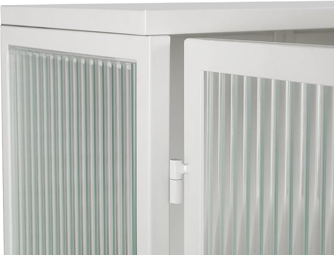 23.62"Glass Doors Modern Two-door Wall Cabinet with Two-tier Enclosed Storage, an Open Shelf, and Towel Rack, for Entryway Living Room Bathroom Dining Room Bathroom Cabinet Kitchen (White4)