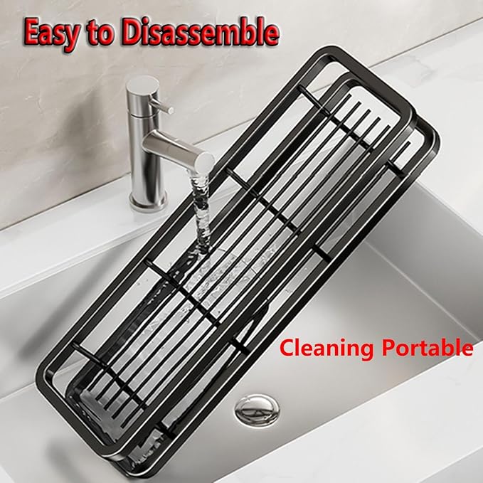 Detachable Carbon Steel Organizer, Large Capacity, Hanging Rustproof Shelf, for Bathroom, Kitchen, Living Room (Color : 7.8inch, Size : Black Double)