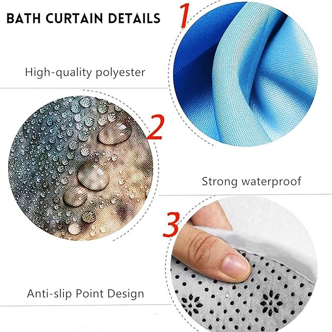 Chrainy 4Pcs Paris Eiffel Tower Pink Shower Curtain Sets Bathroom Set Decor with Non-Slip Rugs Bath U-Shaped Mat Toilet Lid Cover Waterproof Valentine Bathroom Curtains Shower Set with 12 Hooks