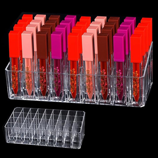 Acrylic Lipgloss Lip Gloss Holder & Rollerball Perfume Organizer for Compact Essential Oil Rollerball Perfume Holder, Makeup Brush, 36 Slots Tubular Storage Display Cabinet