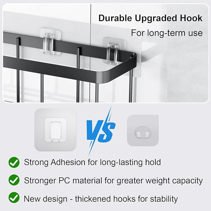Shower Caddy Adhesive Replacement, Transparent Strong Adhesive Hooks, No Drilling, Waterproof, for Shower Caddy, Bathroom Storage Shelves and Kitchen Racks (Triple*3pcs)
