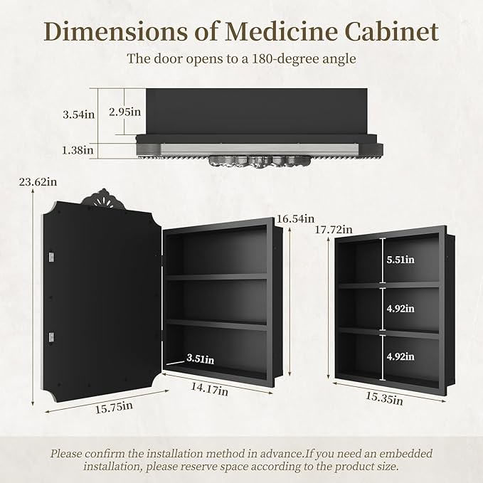 16x24 Inch Medicine Cabinets for Bathroom, Recessed or Surface Mount Medicine Cabinet Mirror，Medicine Cabinet Mirror with Storage, All-Metal Frame, Sturdy & Heavy Shelves, Easy Assembly(Silver)