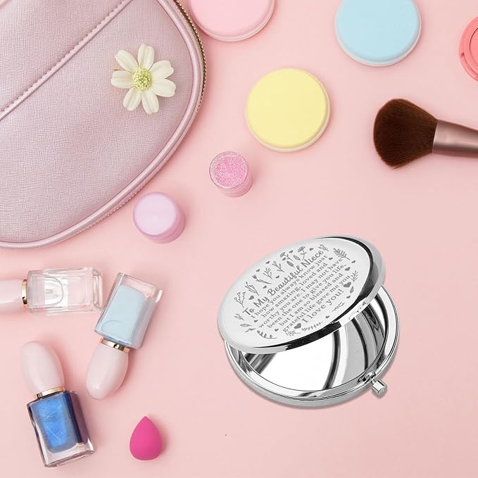 PLITI Compact Mirror - Perfect Niece Gift for Birthday or Graduation from Aunt or Uncle