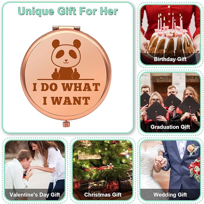 Panda Lover Gifts Panda Gifts for Girls Compact Makeup Mirror for Friend Funny Gifts for Women Birthday Gift for Panda Lovers Animal Lovers Gift Thank You Gifts Folding Makeup Mirror Christmas