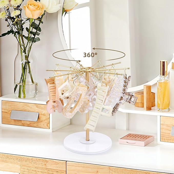 SNOWSTAR Claw Clip Organizer Holder,Vertical 360-Degree Rotating Hair Clip Holder and Storage,Hair Clip Organizer Display Stand for Women and Girls