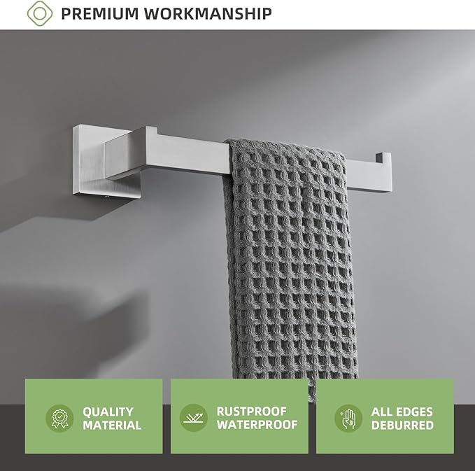 Angle Simple Hand Towel Holder for Bathroom, SUS 304 Stainless Steel Kitchen Towel Hanger Rack for Wall, Brushed Nickel, 10.24 Inches