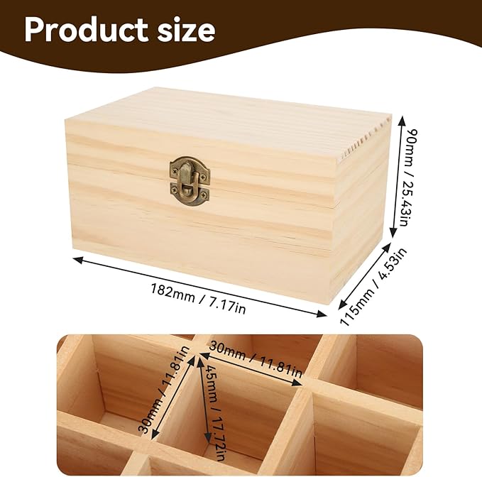 Agatige Essential Oil Storage Box Case, 15 Slot Essential Oil Box Aromatherapy Bottle Case Pine Display Fragrance Container Essential Oil Holder Organizer for Beauty Center Home Use